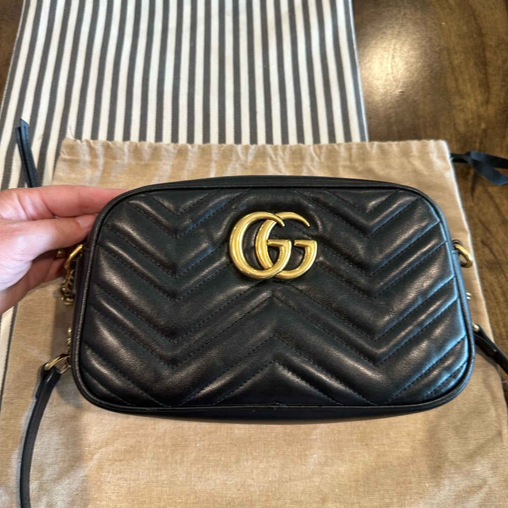 Gucci GG Marmont quilted chevron camera bag, organizer, box, dust bag EUC Small - Picture 15 of 16